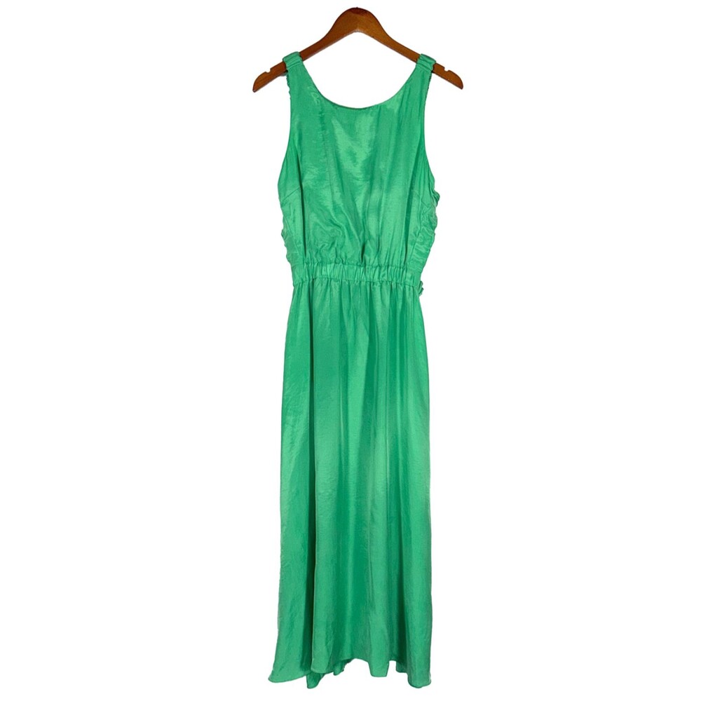 Topshop Bright Green Lyocell Midi Dress Strappy Open Back Minimalist 12